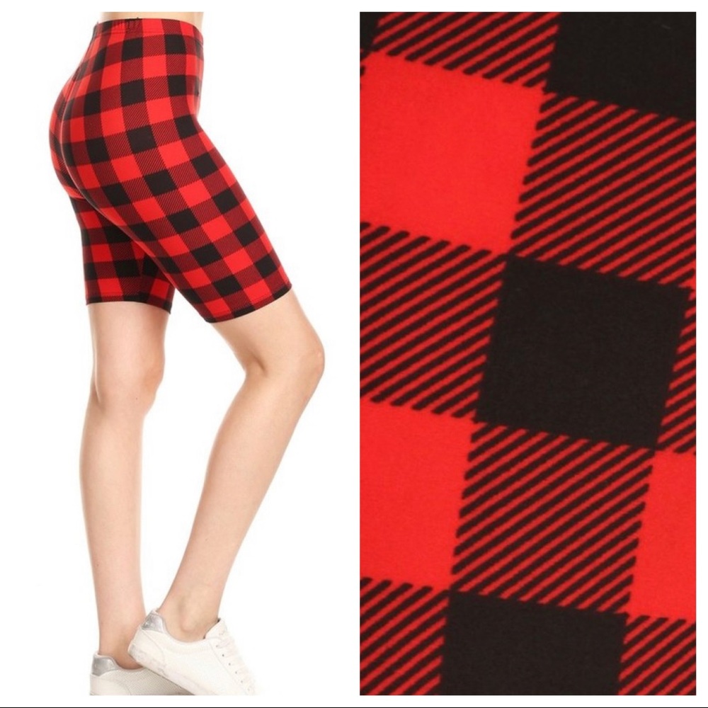💓 Buffalo Plaid Biker Shorts